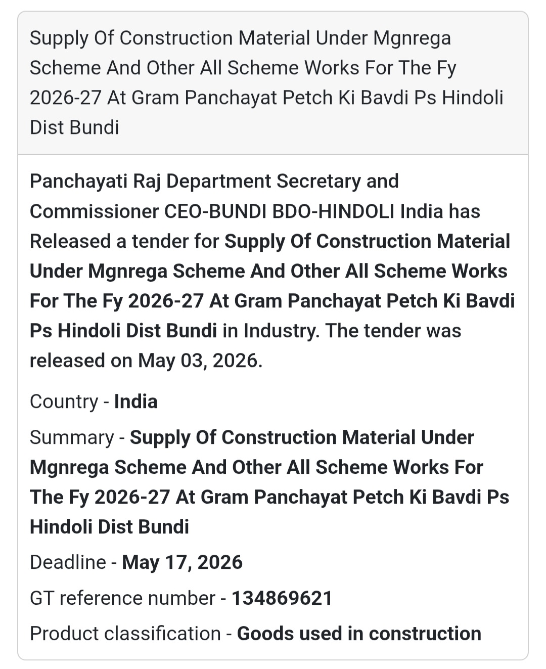 🧱 Construction Material Supply – Petch Ki Bavdi