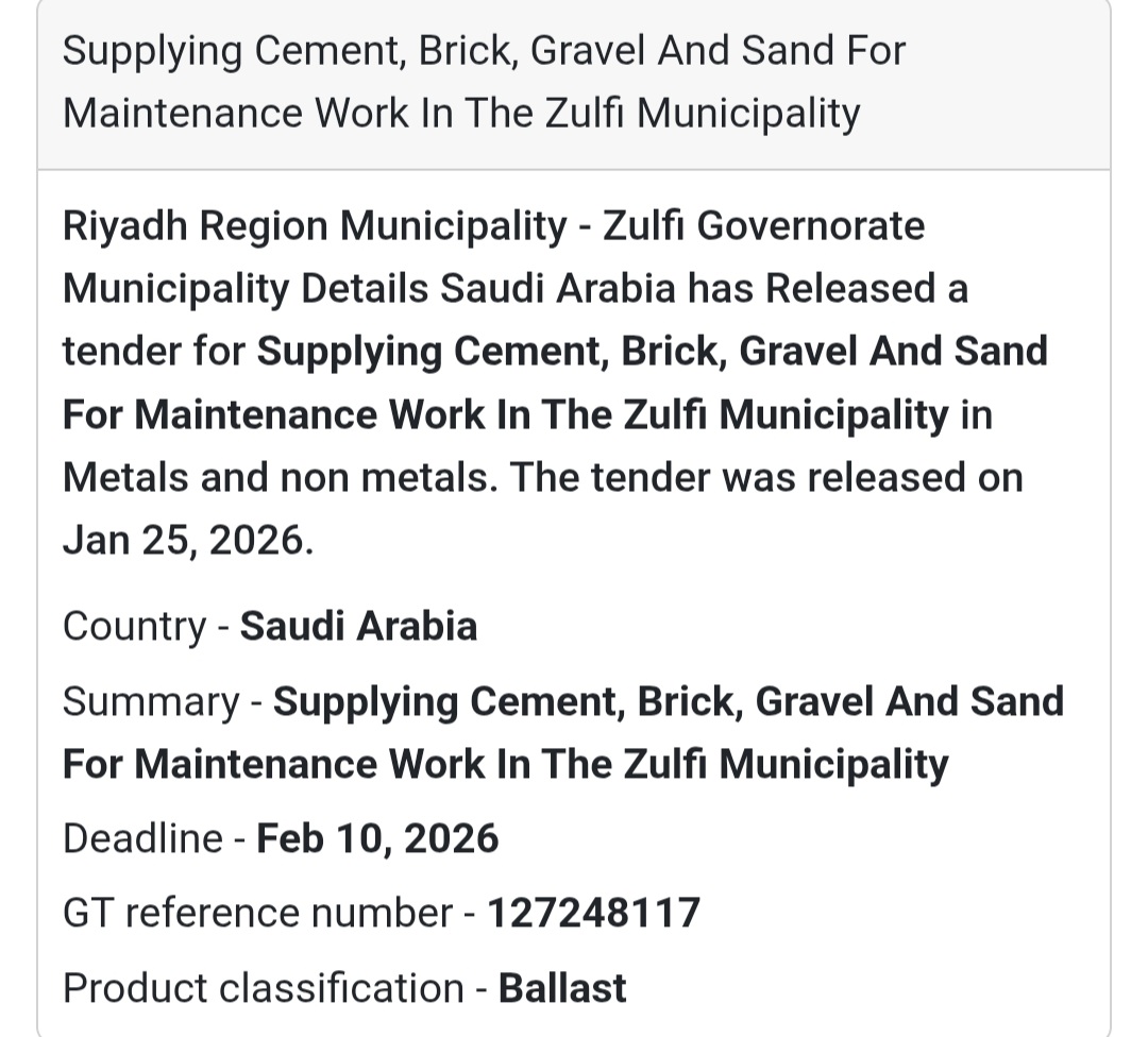 🧱 Construction Materials – Zulfi Municipality