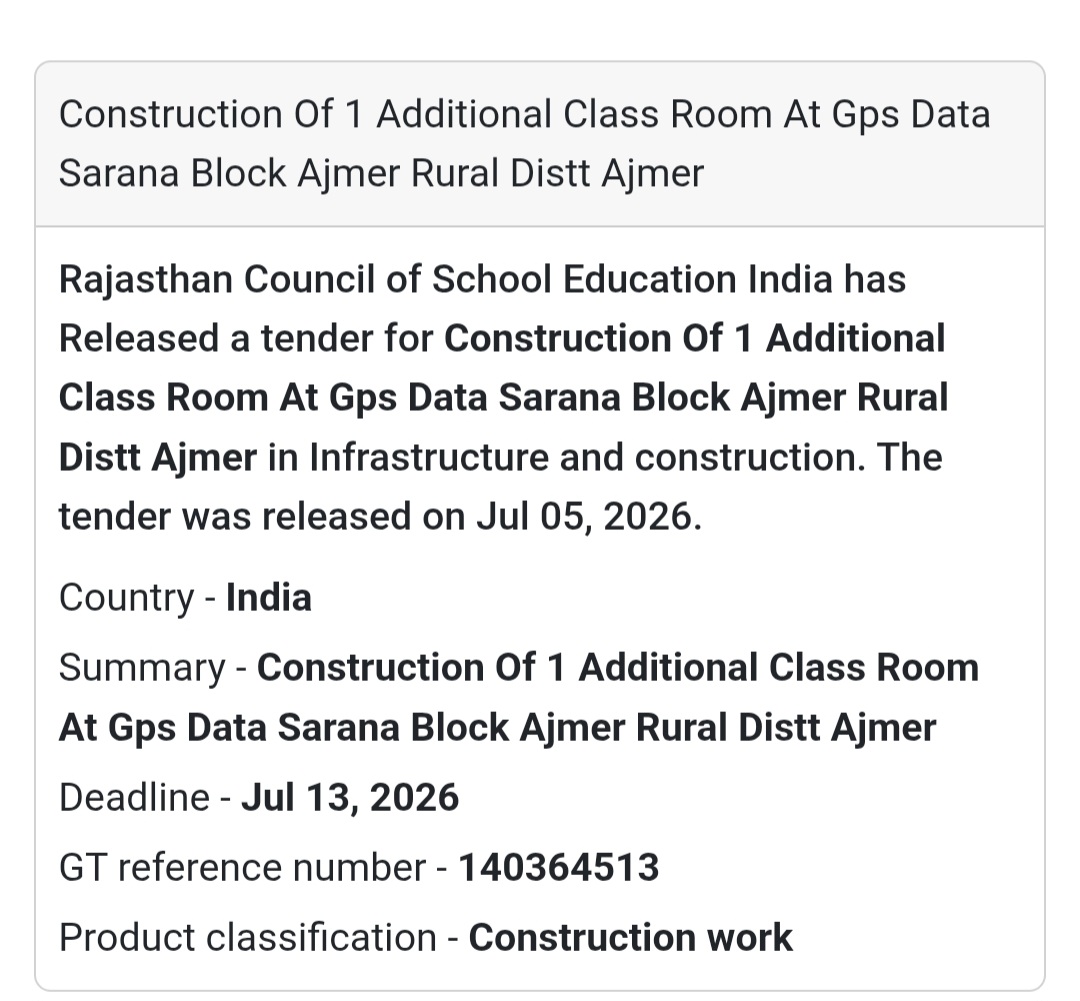 🏫 Construction of 1 Additional Classroom – GPS Data Sarana, Ajmer Rural 🏗️