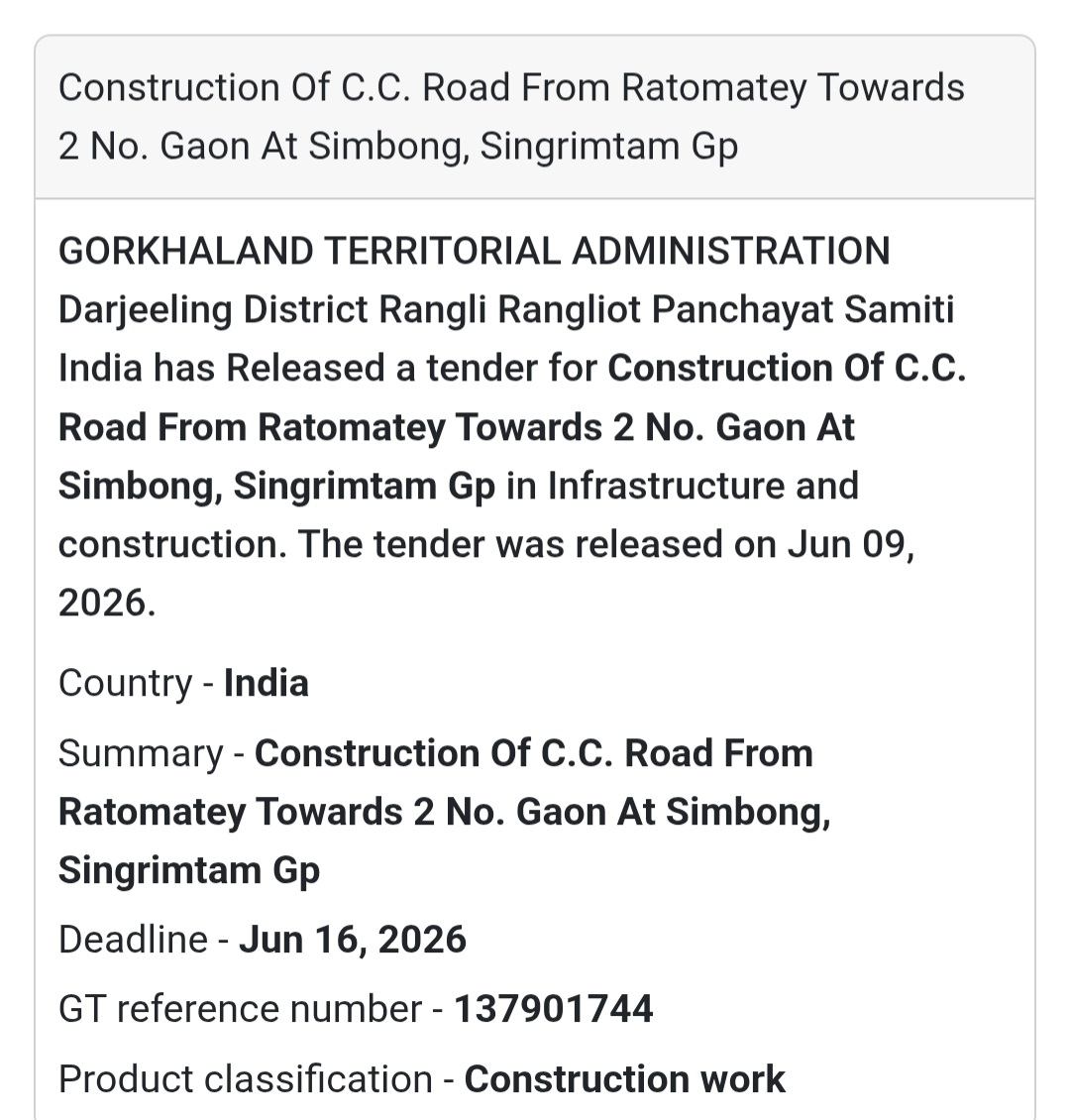 🛣️ Construction of C.C. Road from Ratomatey Towards 2 No. Gaon | 📍 Simbong, Darjeeling, West Bengal