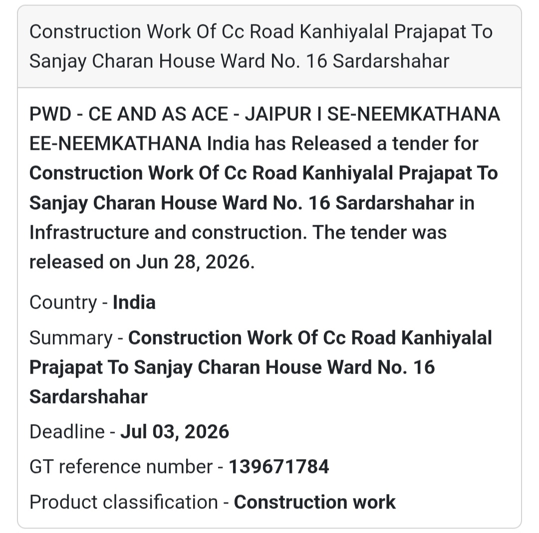 🛣️ Construction of CC Road – Sardarshahar | India 🇮🇳