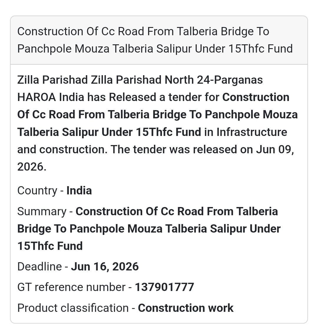 🛣️ Construction of CC Road under 15th Finance Commission Fund | 📍 Haroa, North 24 Parganas, West Bengal