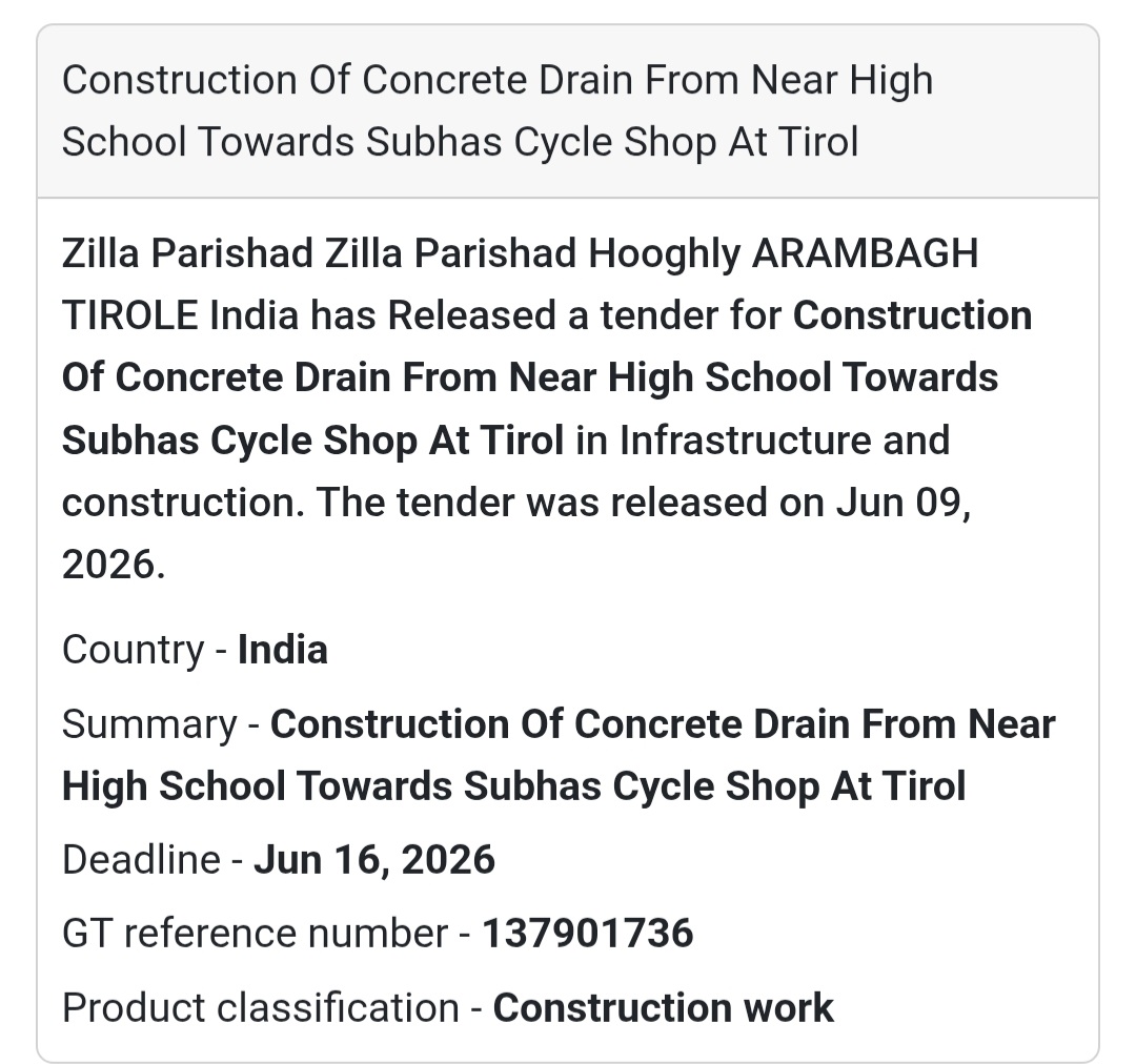 🏗️ Construction of Concrete Drain from Near High School Towards Subhas Cycle Shop | 📍 Tirol, Hooghly, West Bengal