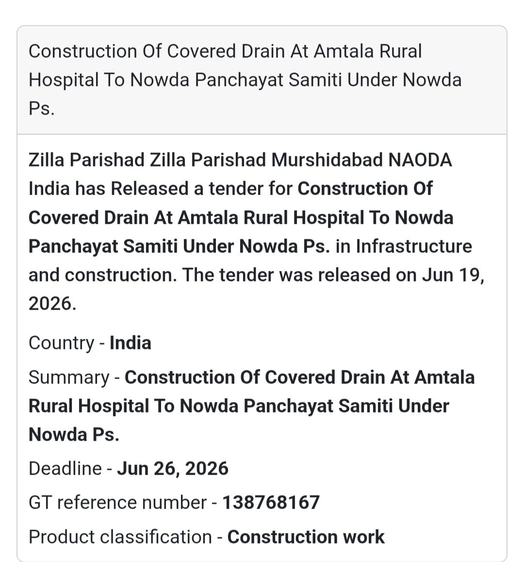 🌧️ Construction of Covered Drain at Amtala Rural Hospital to Nowda