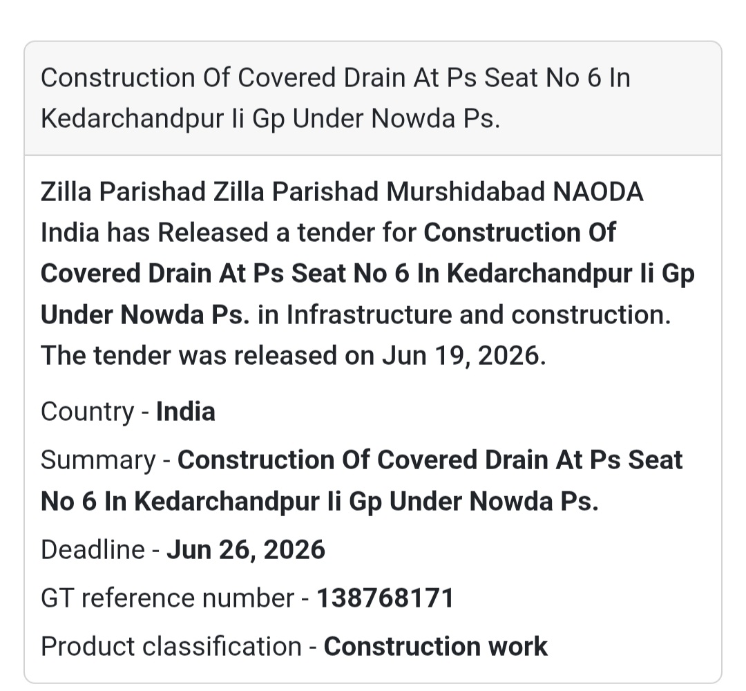 🌧️ Construction of Covered Drain at PS Seat No. 6, Kedarchandpur-II GP