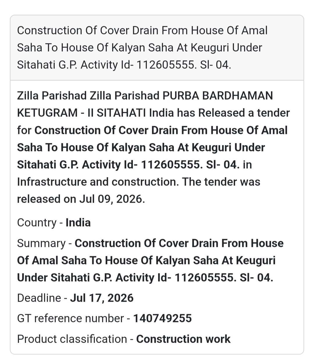 🚧 Construction of Covered Drain | 📍Ketugram-II, Purba Bardhaman