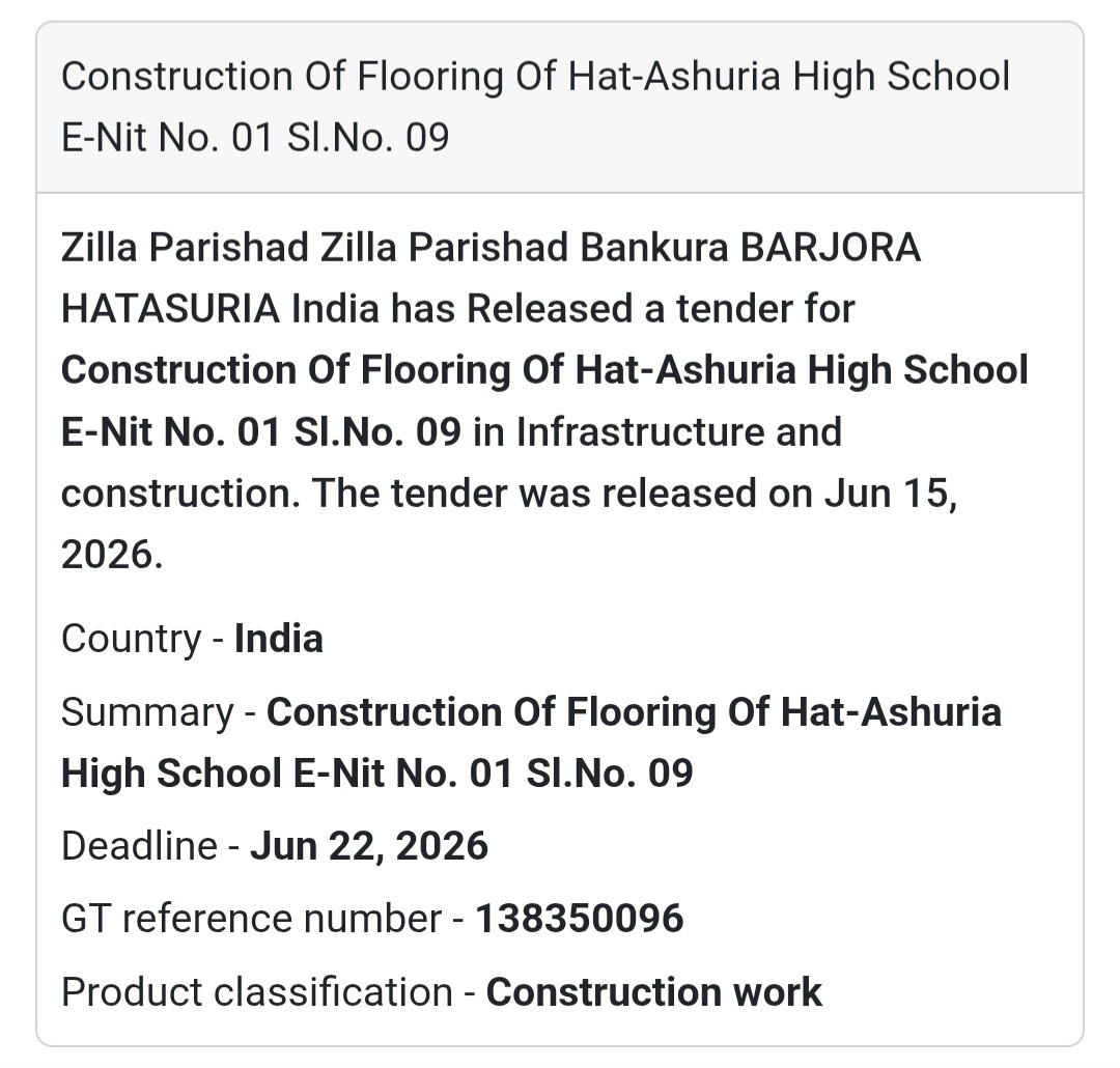 🏫 Construction of Flooring at Hat-Ashuria High School – Hat-Ashuria, Barjora, Bankura