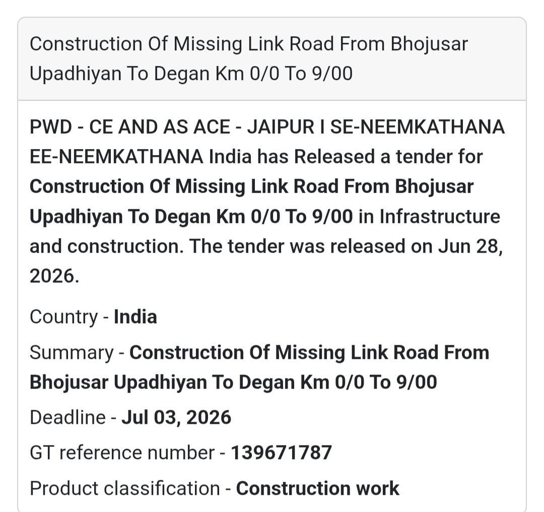 🛣️ Construction of Missing Link Road – Bhojusar Upadhiyan to Degan | India 🇮🇳