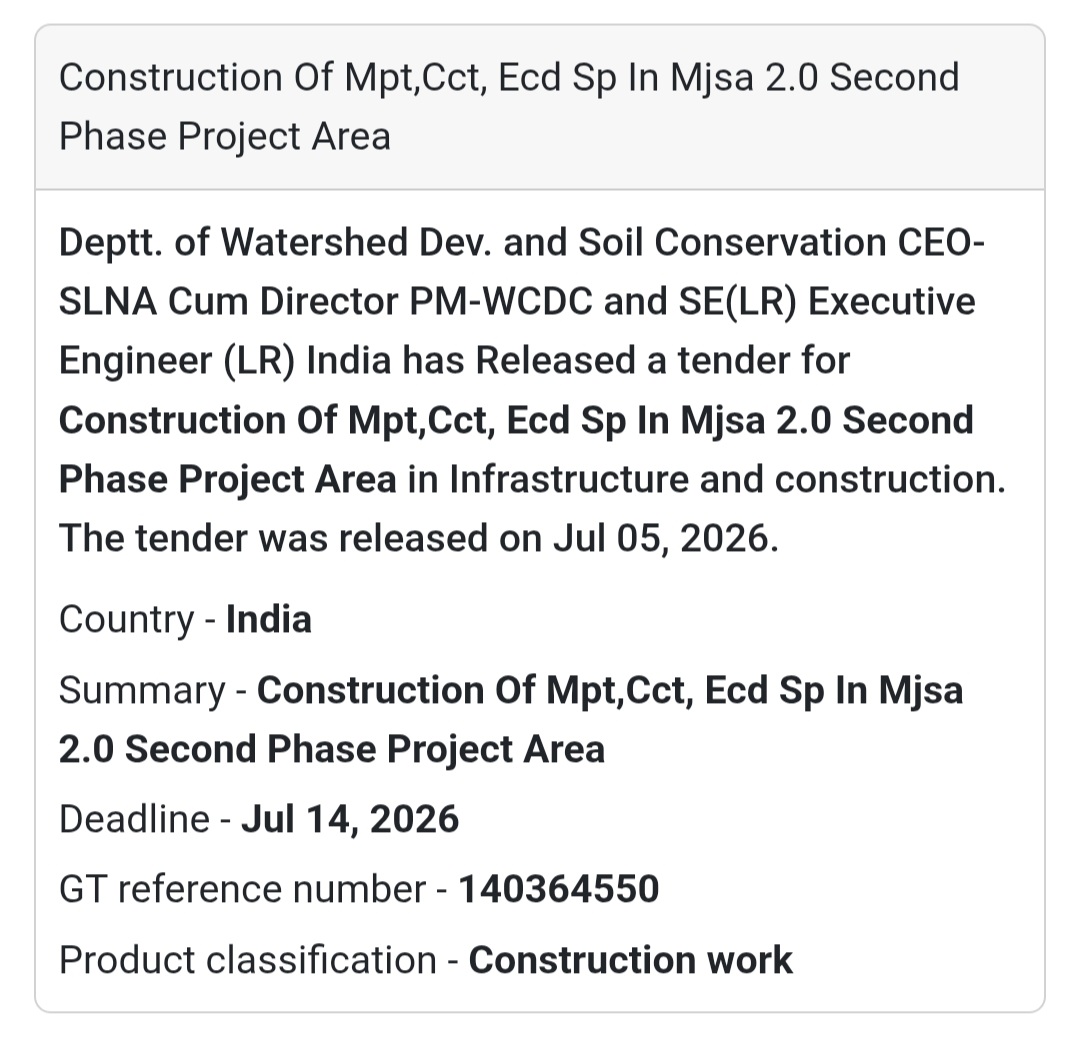 🏗️ Construction of MPT, CCT & ECD SP – MJSA 2.0 Second Phase Project Area📍 Location: Rajasthan
