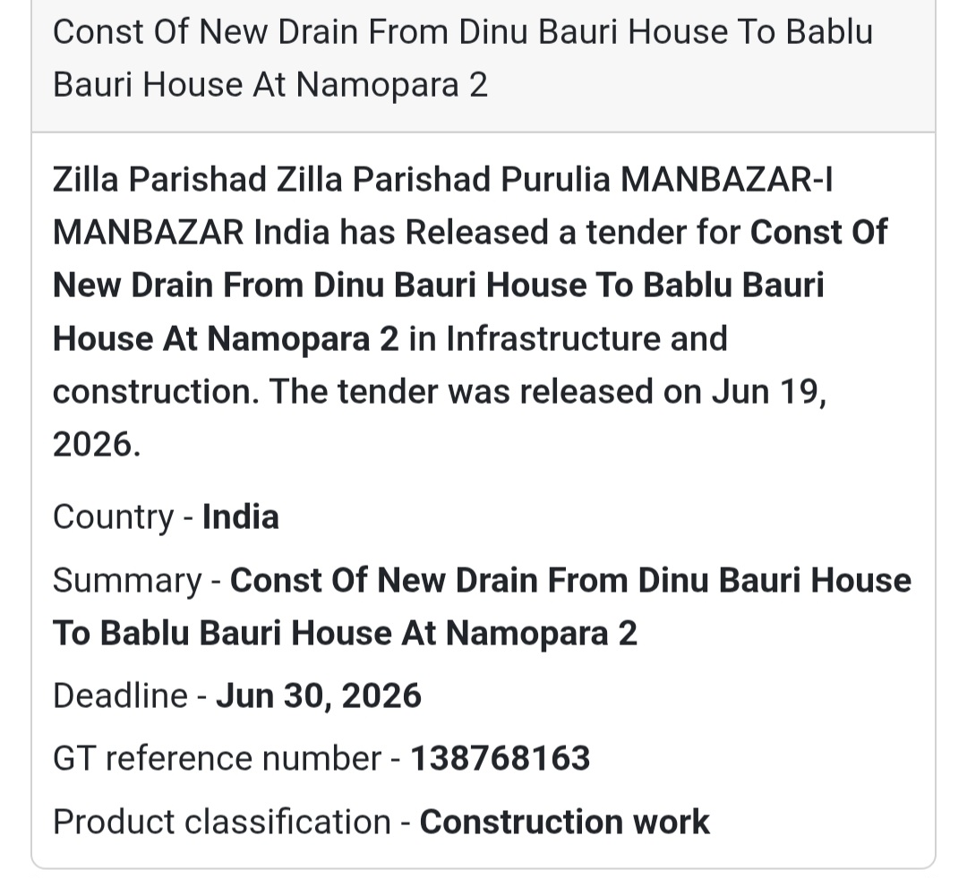 🌧️ Construction of New Drain from Dinu Bauri House to Bablu Bauri House