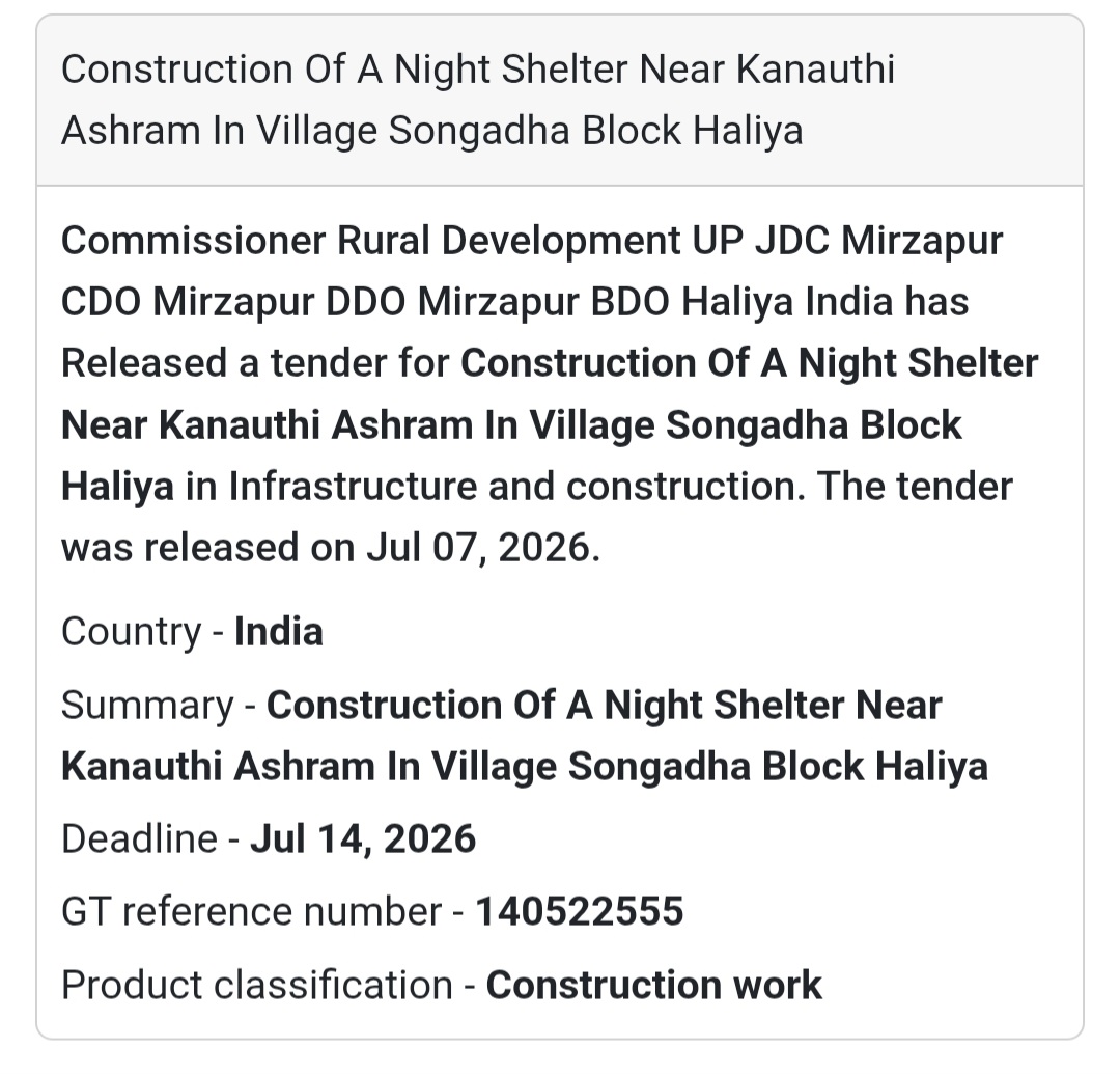 Construction of Night Shelter near Kanauthi Ashram (Mirzapur, Uttar Pradesh)