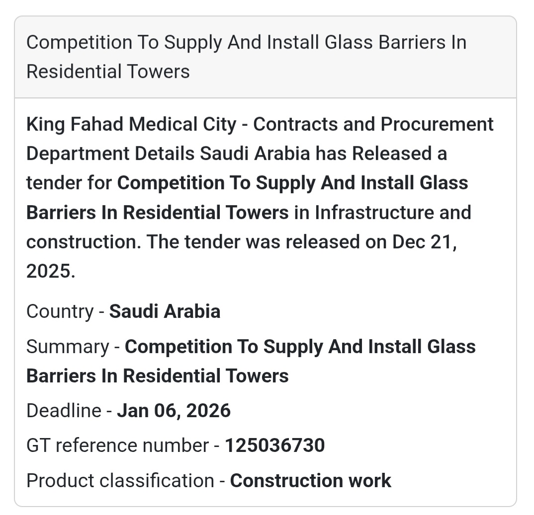 🏗️ Construction Tender Alert – Saudi Arabia