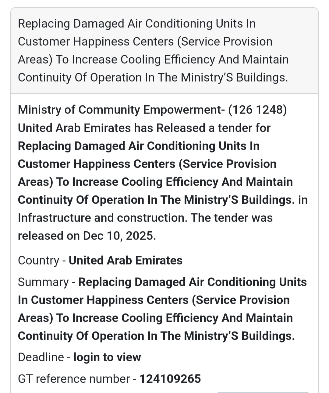 📢 Construction Tender Alert – UAE 🇦🇪