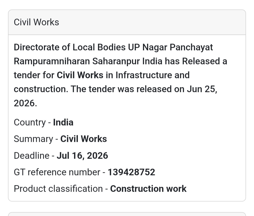 🚧  Construction Tender Alert