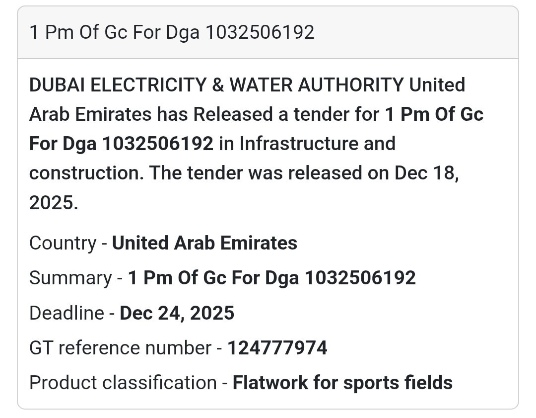 🔔 Construction Tender | United Arab Emirates 🇦🇪