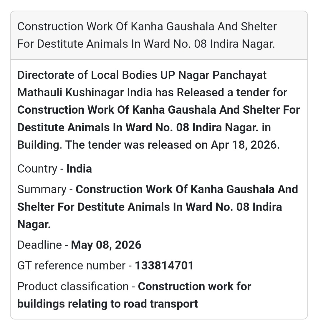🐄 Construction Work – Kushinagar