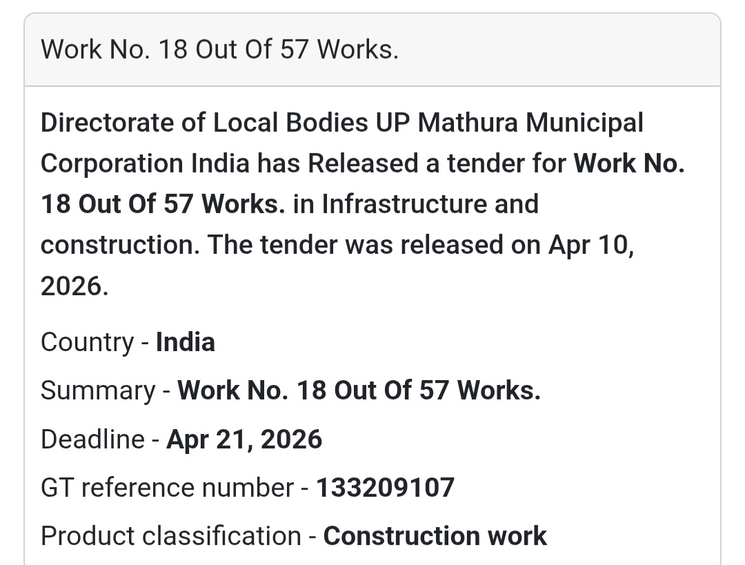 🏗️ Construction Work (Work No. 18) – Mathura