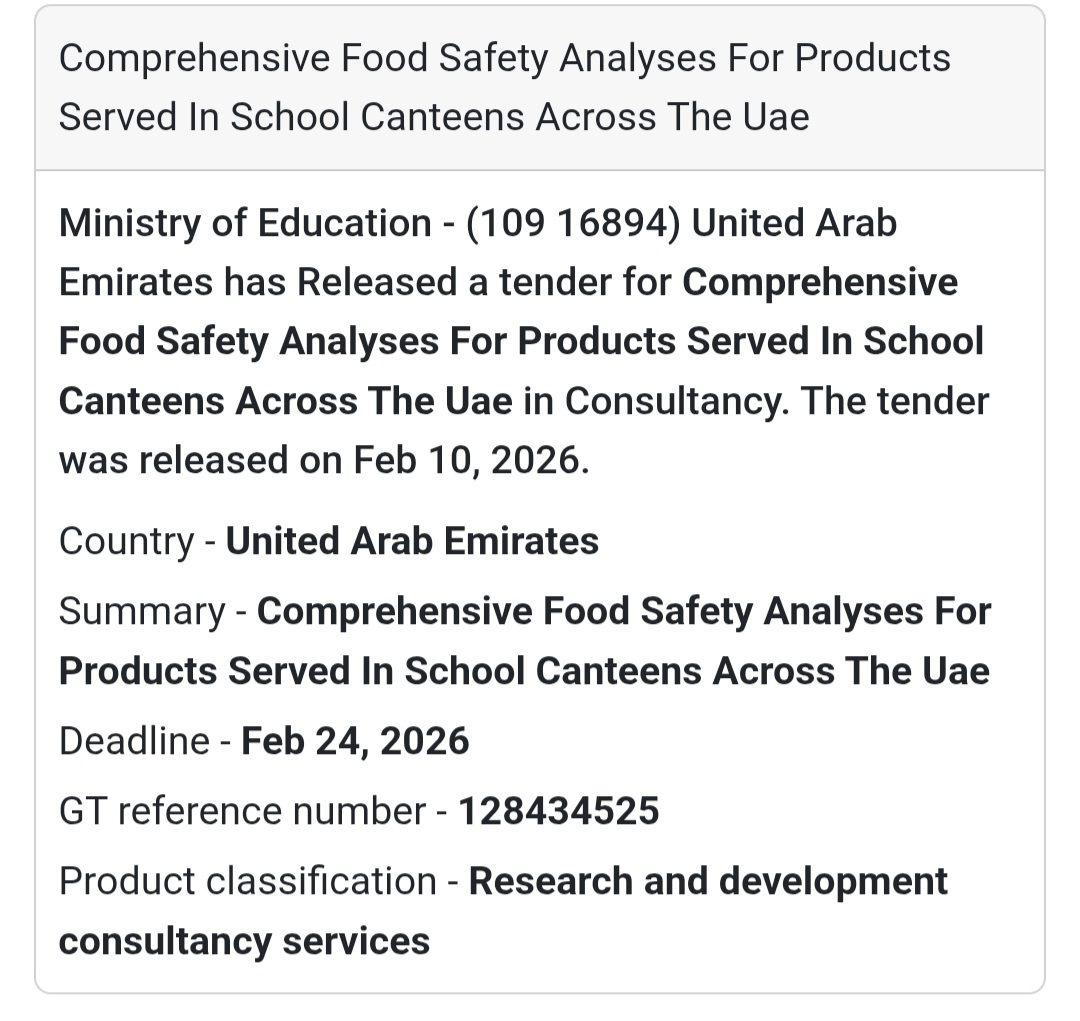 🧪 Consultancy Tender | Comprehensive Food Safety Analyses
