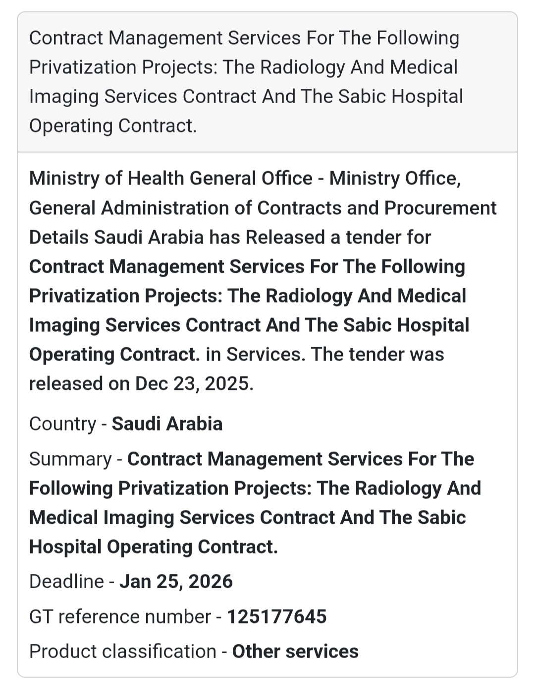 ⚖️ Contract Management Services Tender – Saudi Arabia 🇸🇦