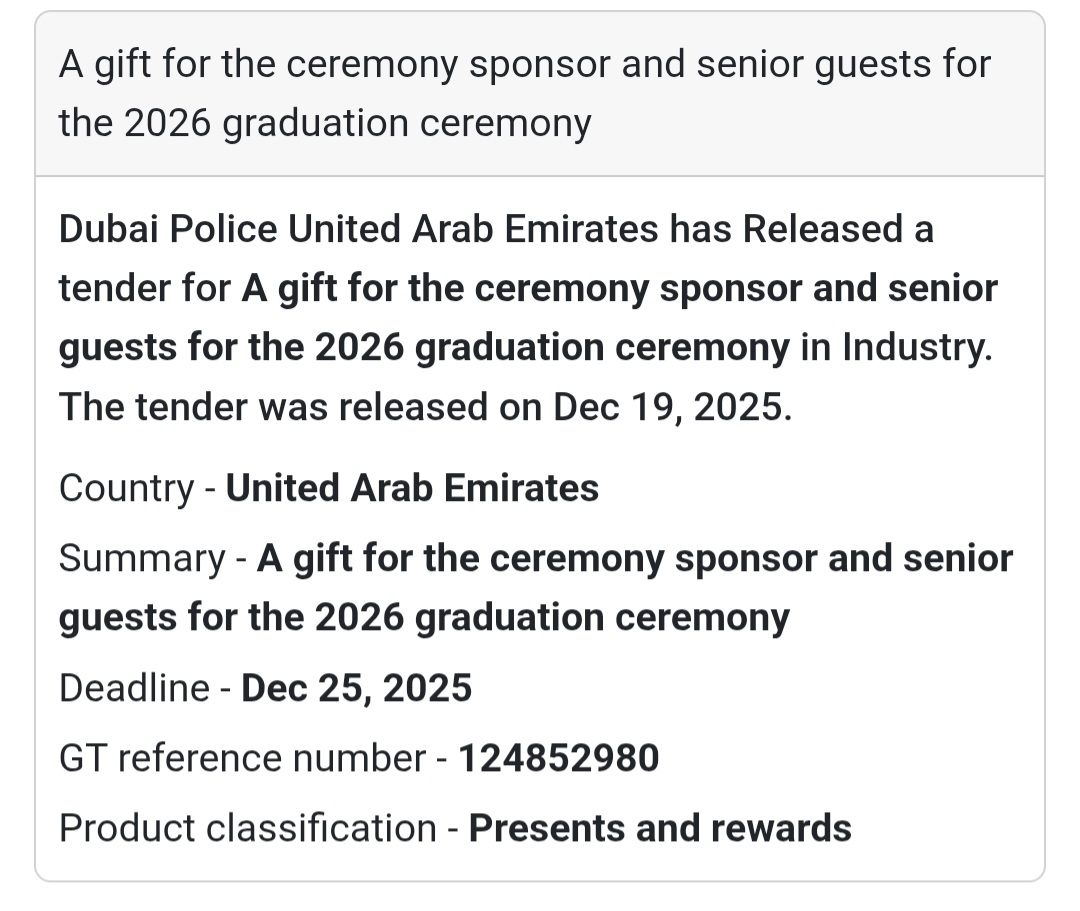 📢 Corporate Gifting Tender – UAE 🇦🇪