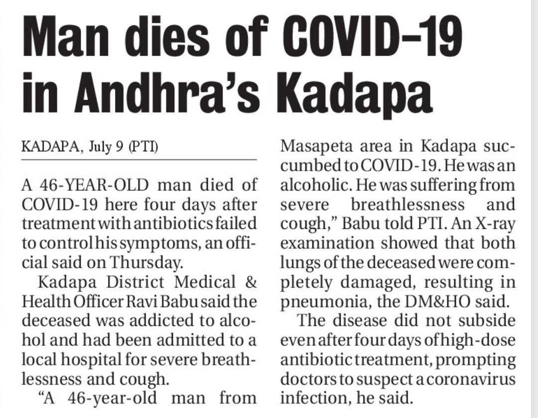 🦠 COVID-19 News Update – Kadapa, Andhra Pradesh