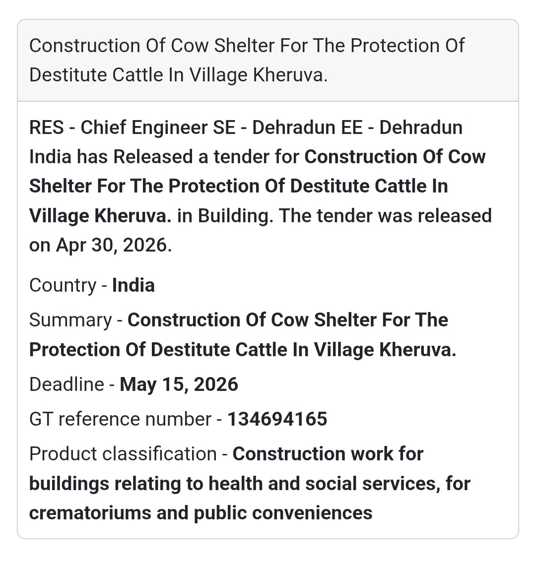 🐄 Cow Shelter Construction – Dehradun