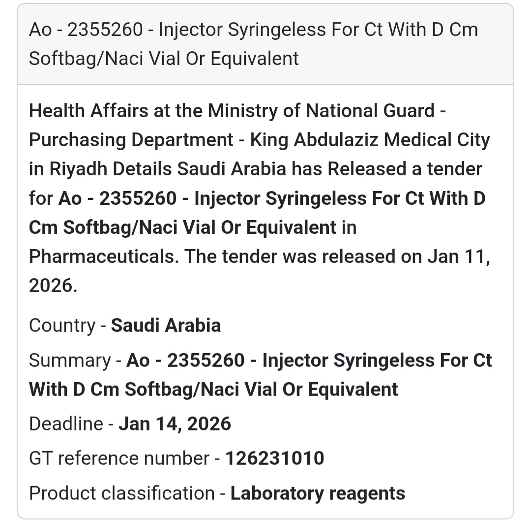 💉 CT INJECTOR (SYRINGELESS) SUPPLY