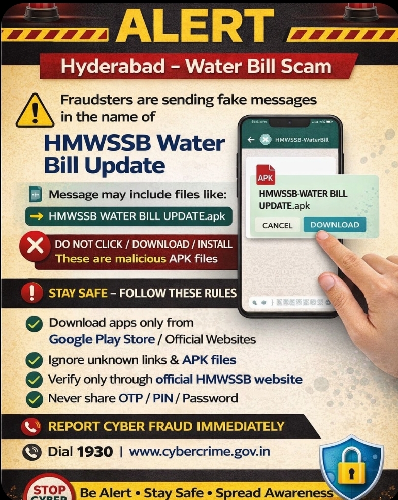 🚨🚨*CYBER FRAUD ALERT - (Hyderabad – Water Bill Scam)*🚨