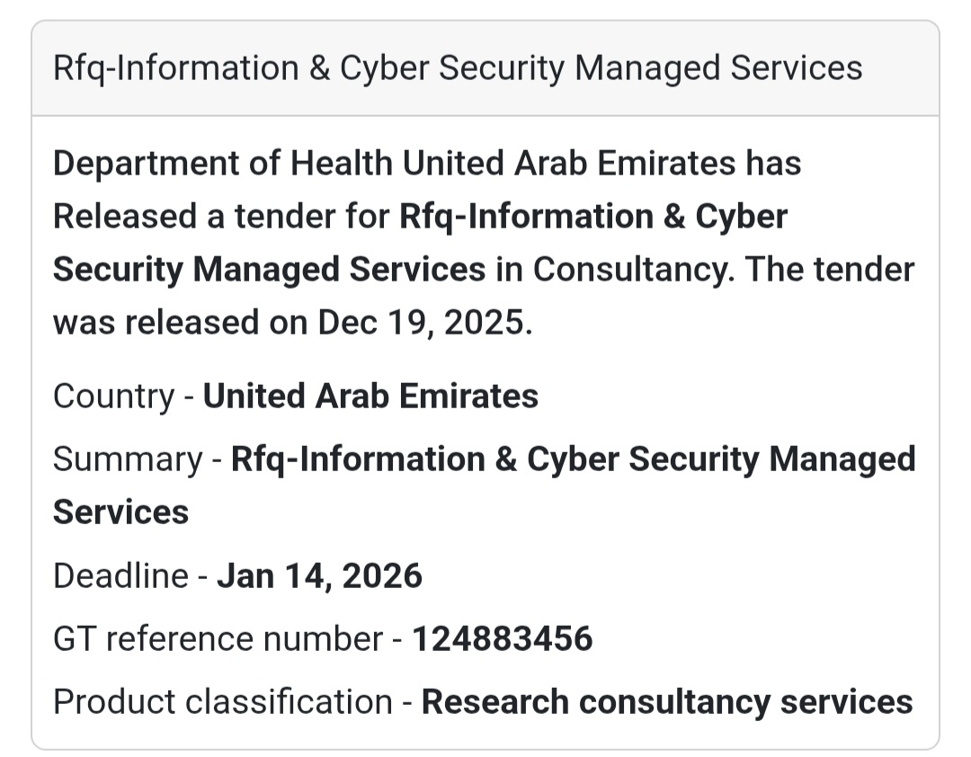 📢 Cyber Security & IT Services RFQ – UAE 🇦🇪