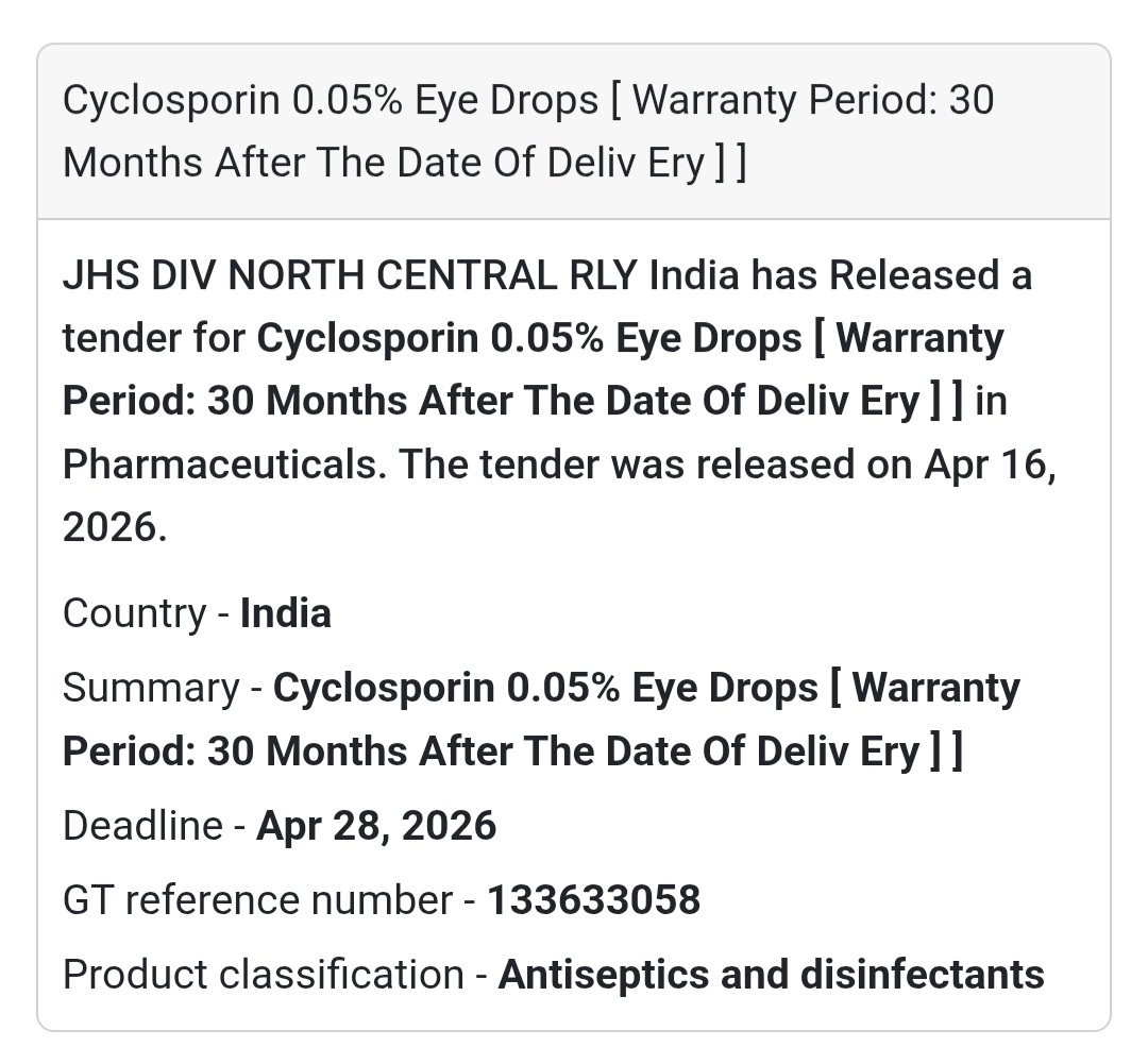 👁️ Cyclosporin Eye Drops Tender
