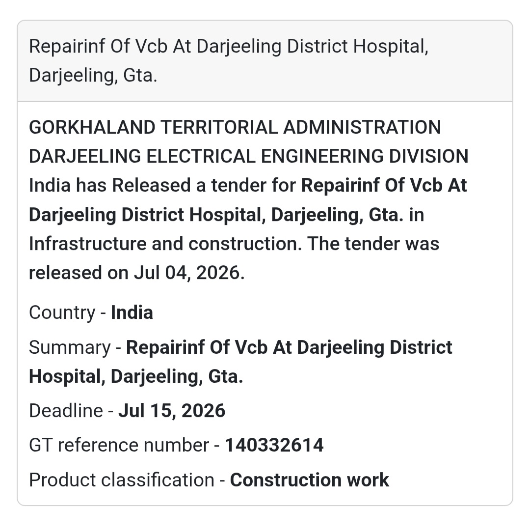 ⚡ Darjeeling District Hospital Electrical Tender 📍