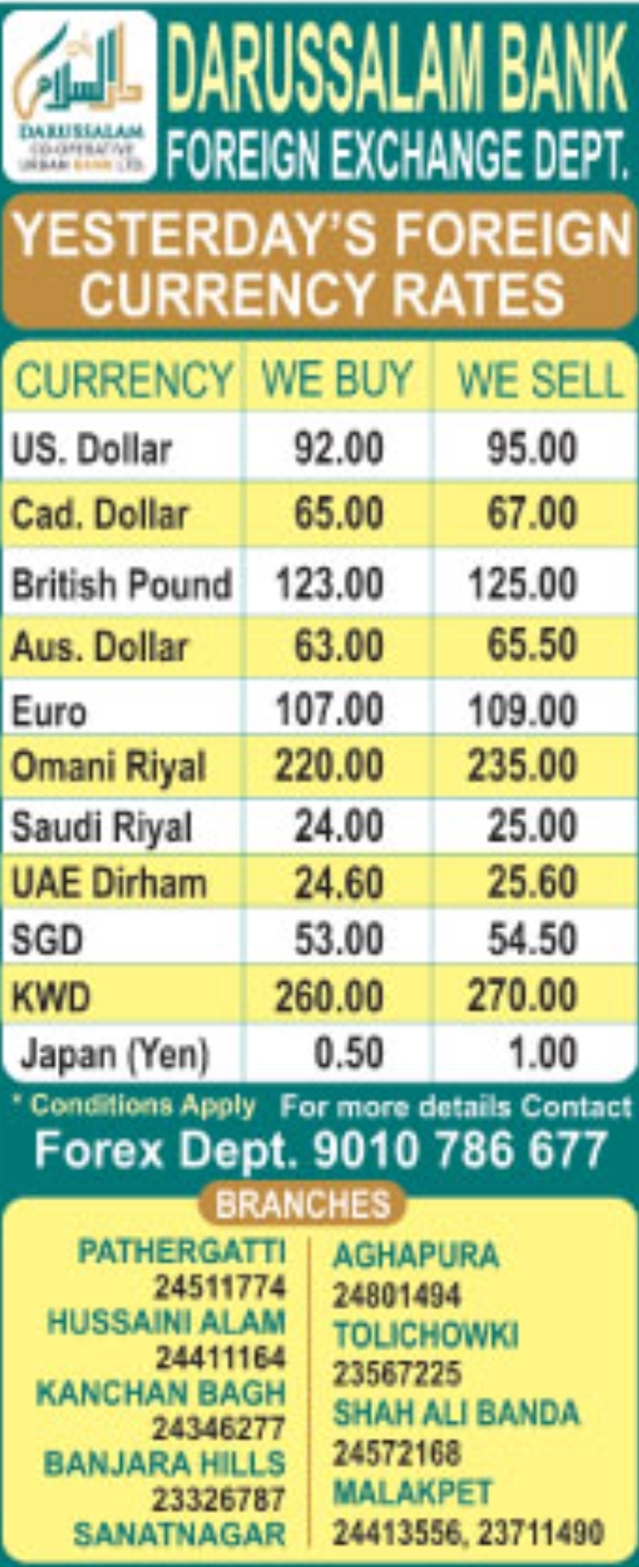 💱 Darussalam Bank – Forex Rates Update Stay informed with latest foreign exchange rates 🌍