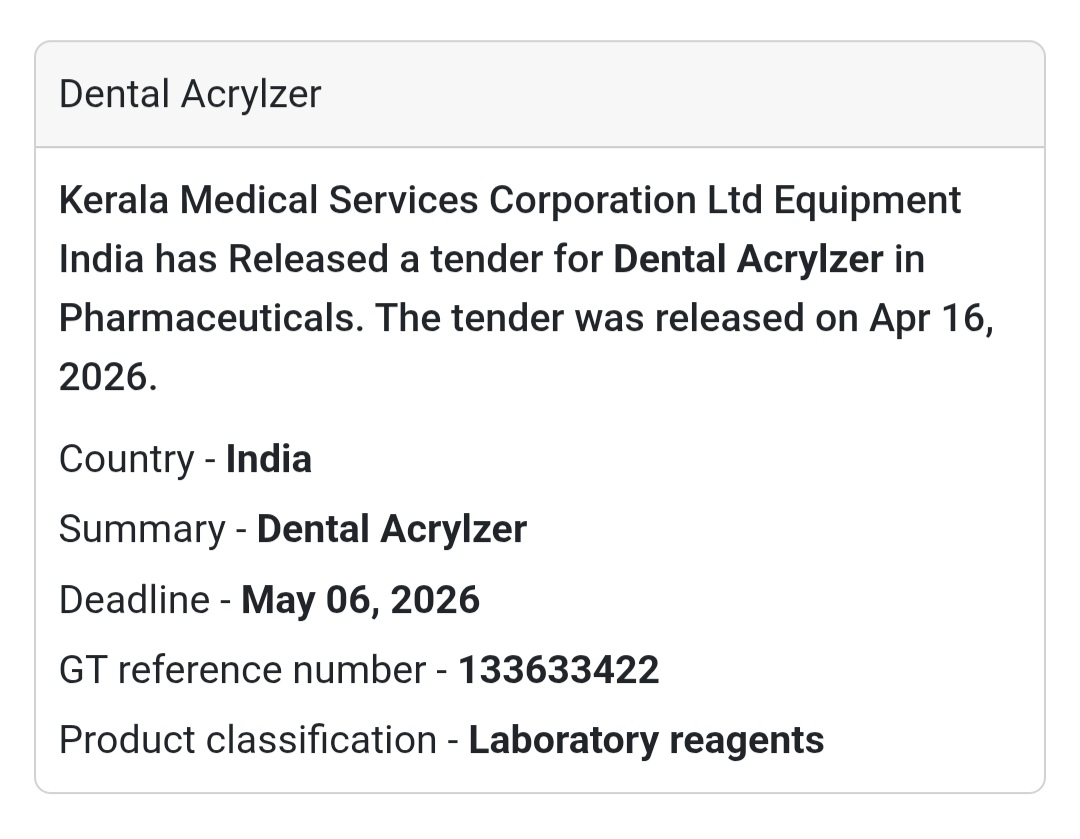 🦷 Dental Acrylizer Tender