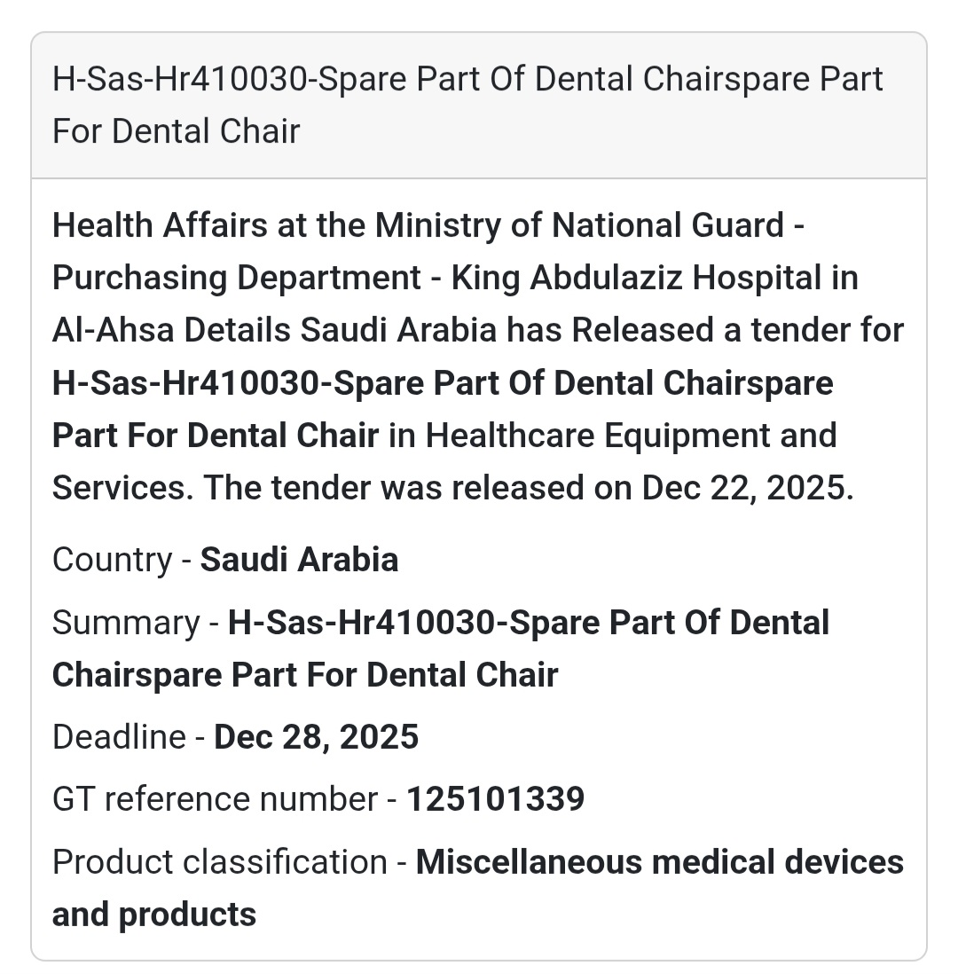 🦷 Dental Equipment – Saudi Arabia 🇸🇦