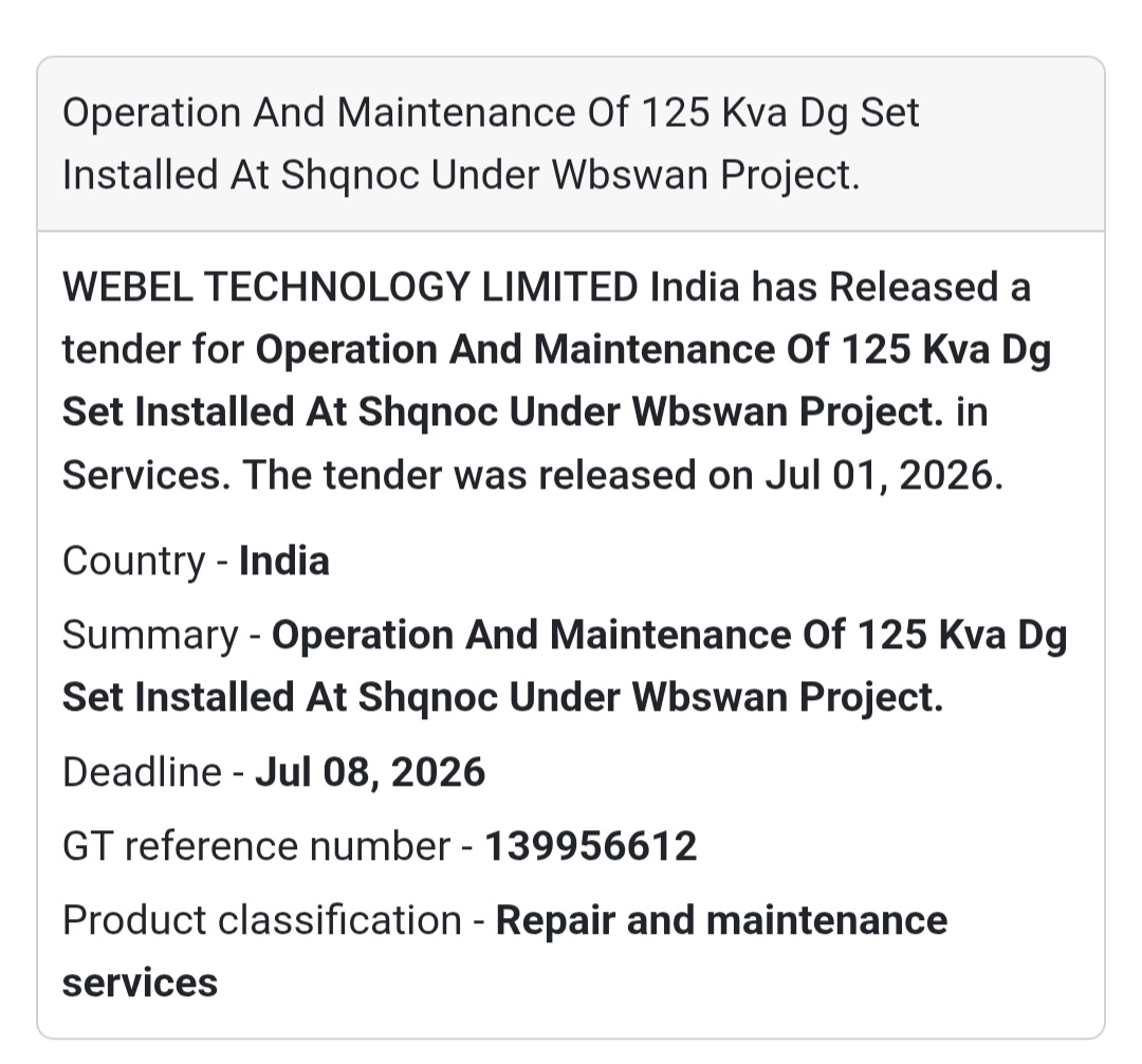 ⚙️ DG Set Operation & Maintenance | West Bengal