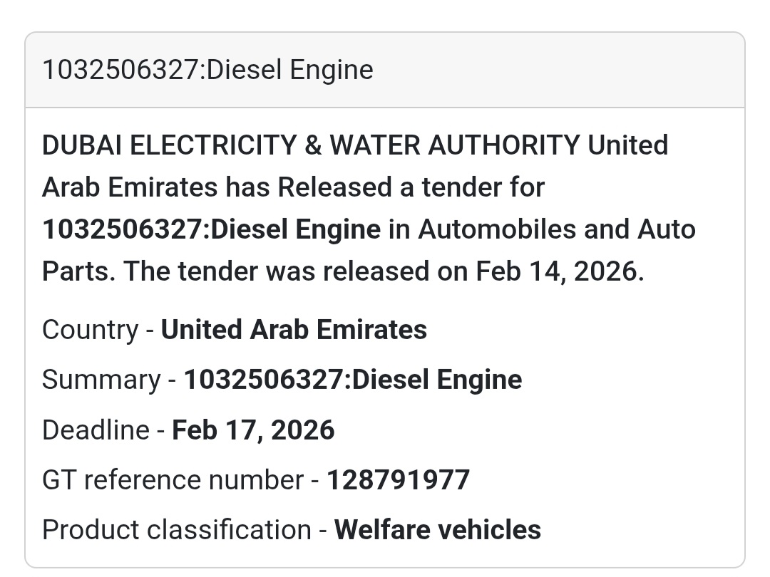 🚜 Diesel Engine – UAE
