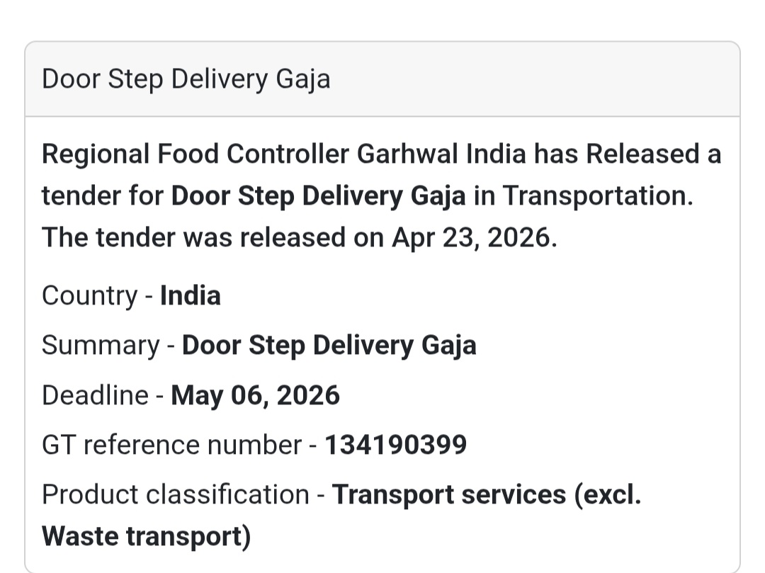 🚚 Door Step Delivery Tender – Garhwal