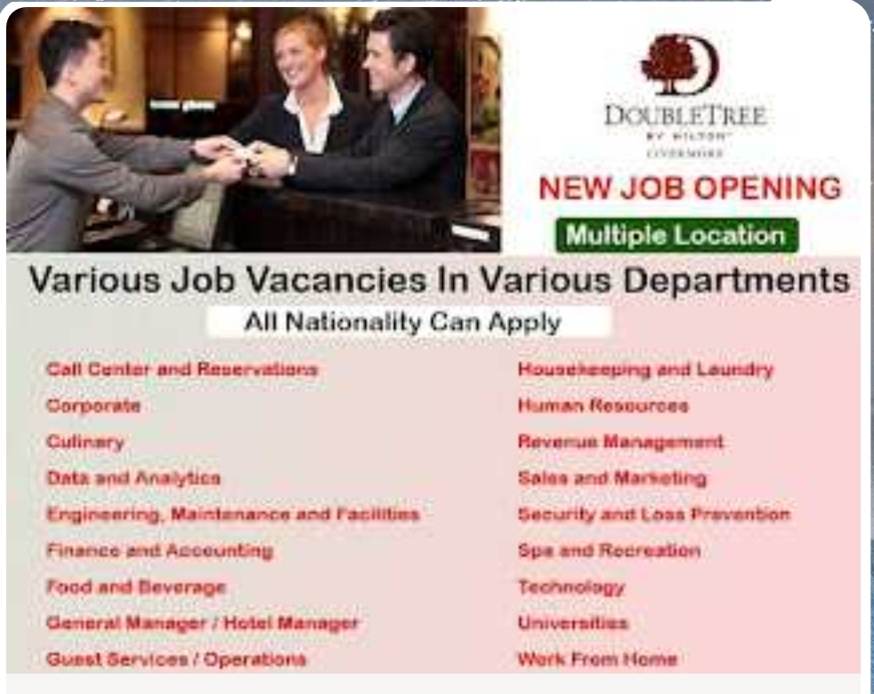 🏨 DoubleTree by Hilton Dubai – Multiple Vacancies!