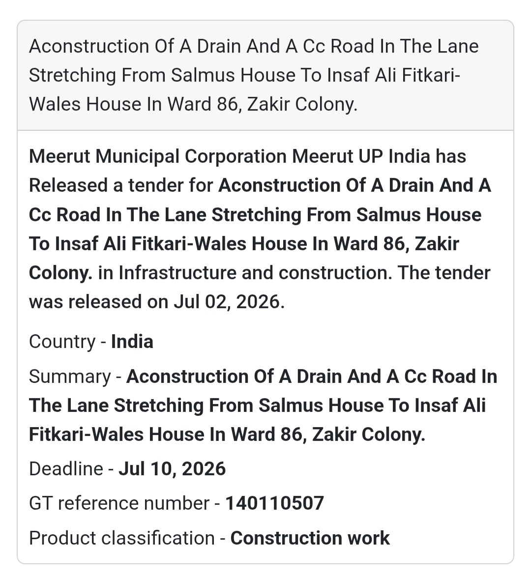 🚧 Drain & C.C. Road Construction in Ward 86, Zakir Colony | 📍Meerut, Uttar Pradesh