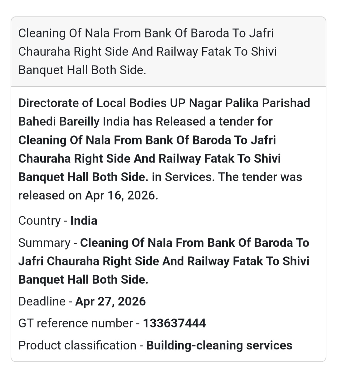 🧹 Drain Cleaning Tender | Bareilly 🇮🇳