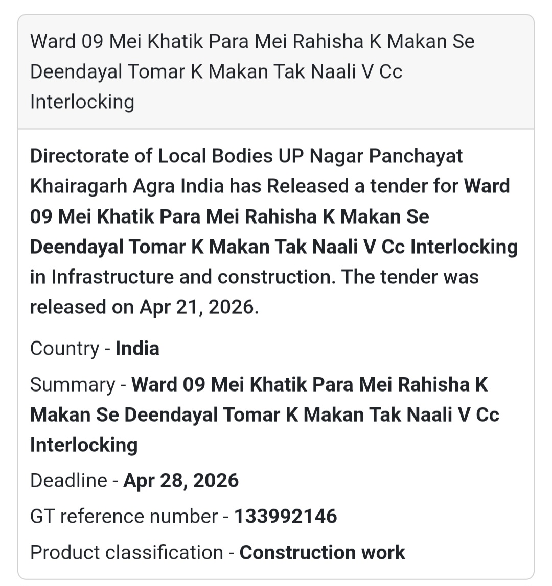 🧱 Drain & Interlocking Work – Agra (Khairagarh)