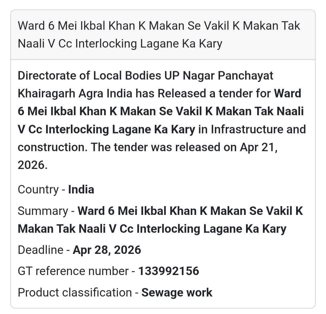 🧱 Drain & Interlocking Work – Agra (Ward 6)