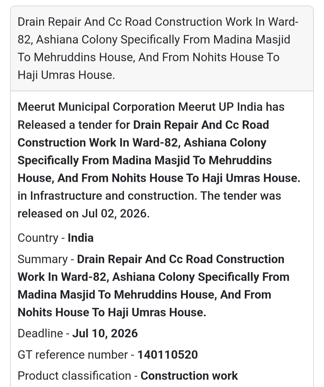 🛣️ Drain Repair & C.C. Road Construction in Ward 82 | 📍Meerut, Uttar Pradesh