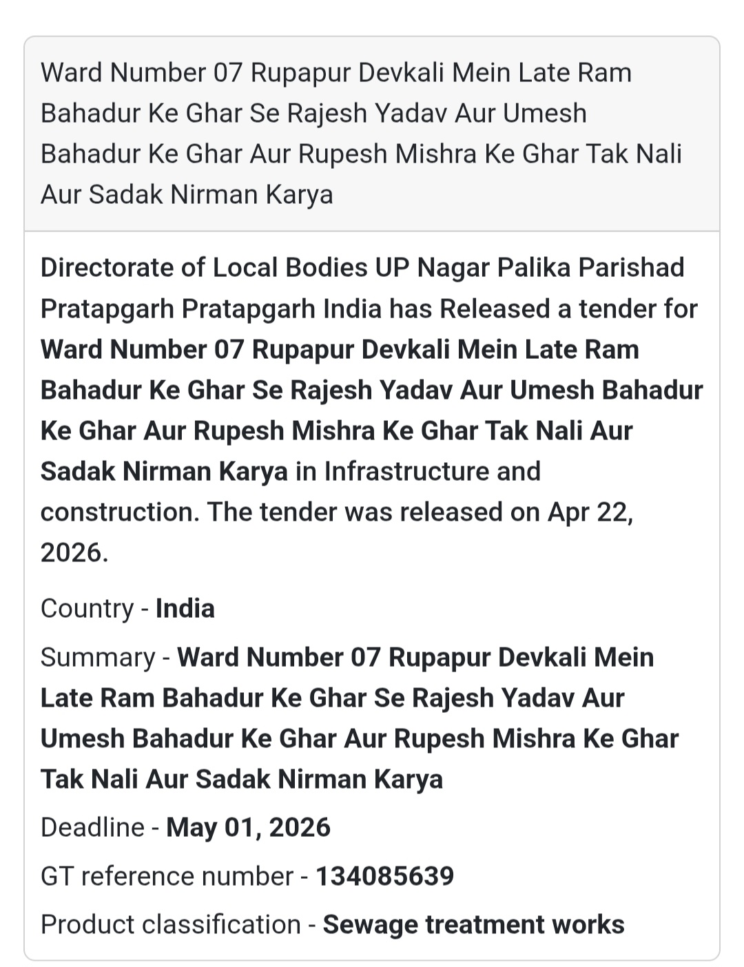 Drain & Road Work – Pratapgarh