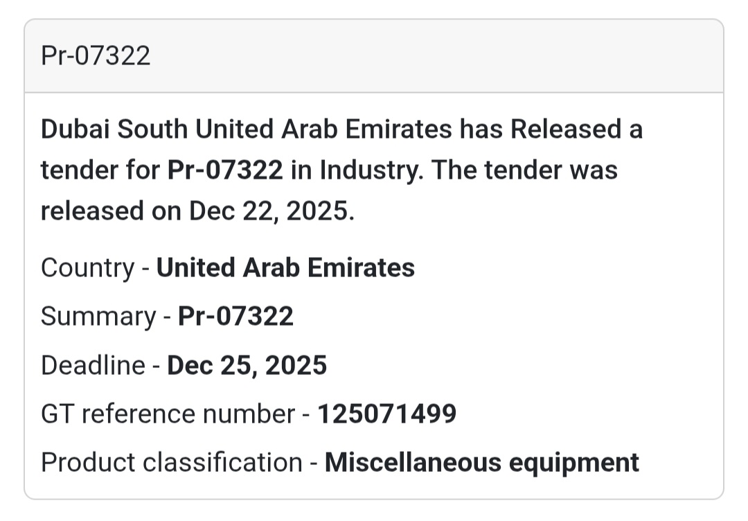📄 Dubai South Tender Announcement