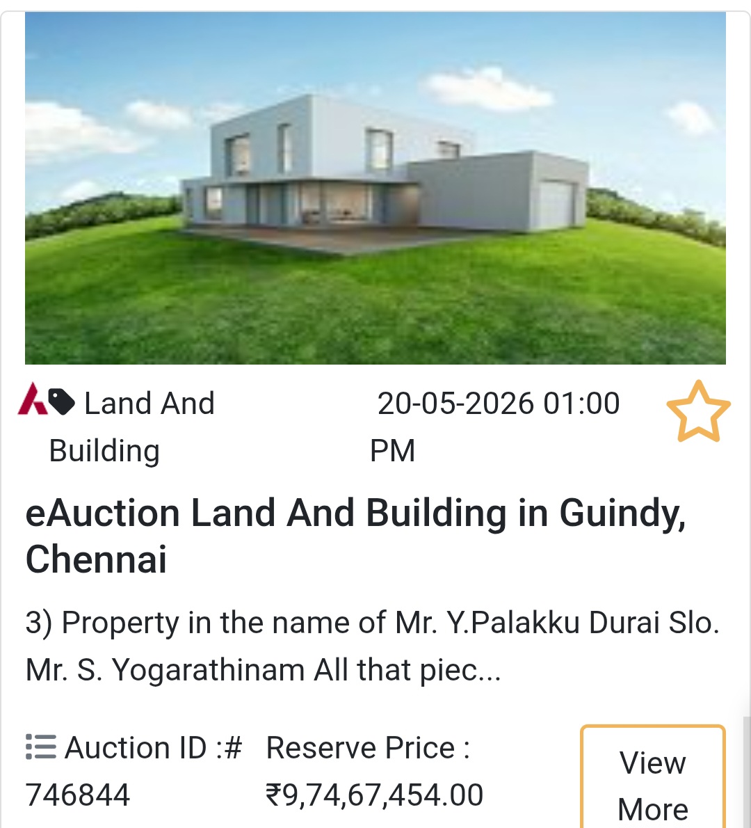 e Auction land and building inGuindy, Chennai