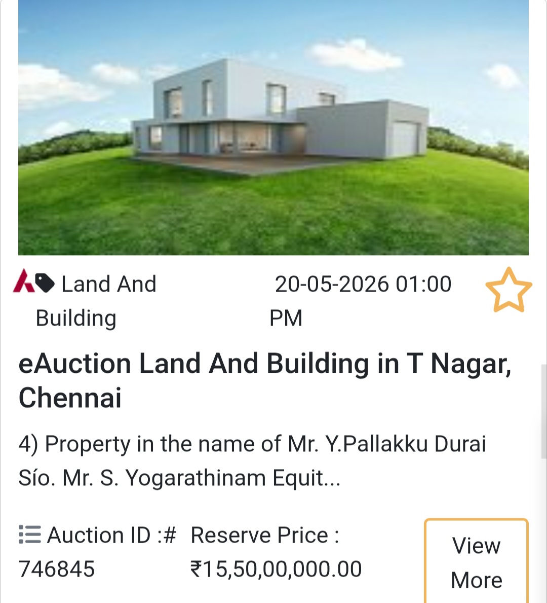 e Auction Land & Building in  T Nagar, Chennai