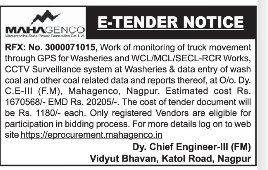 ⚡ E-Tender Notice for GPS Monitoring & CCTV Surveillance Services | MAHAGENCO