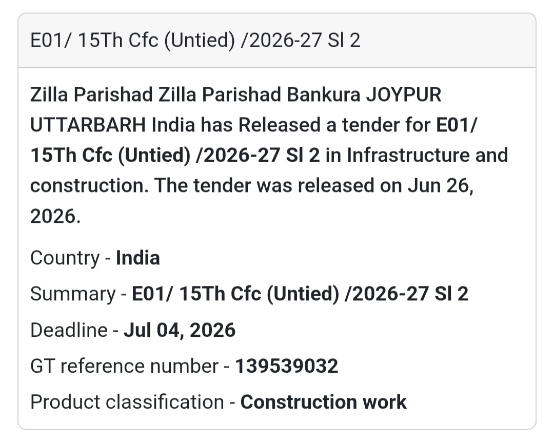 E01/15th CFC (Untied)/2026-27 Sl. 2 – Bankura, West Bengal