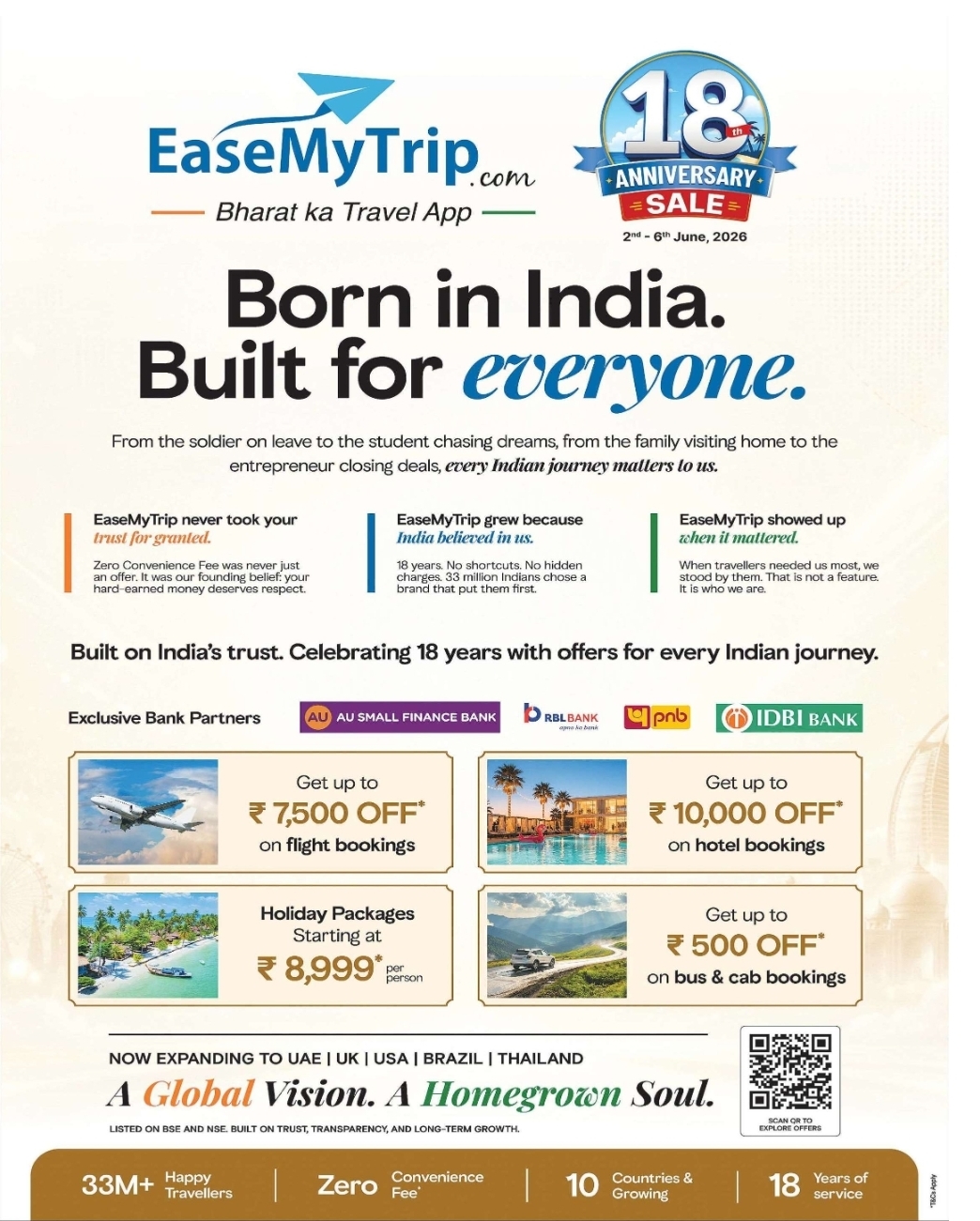 ✈️ EaseMyTrip – 18th Anniversary Travel Sale